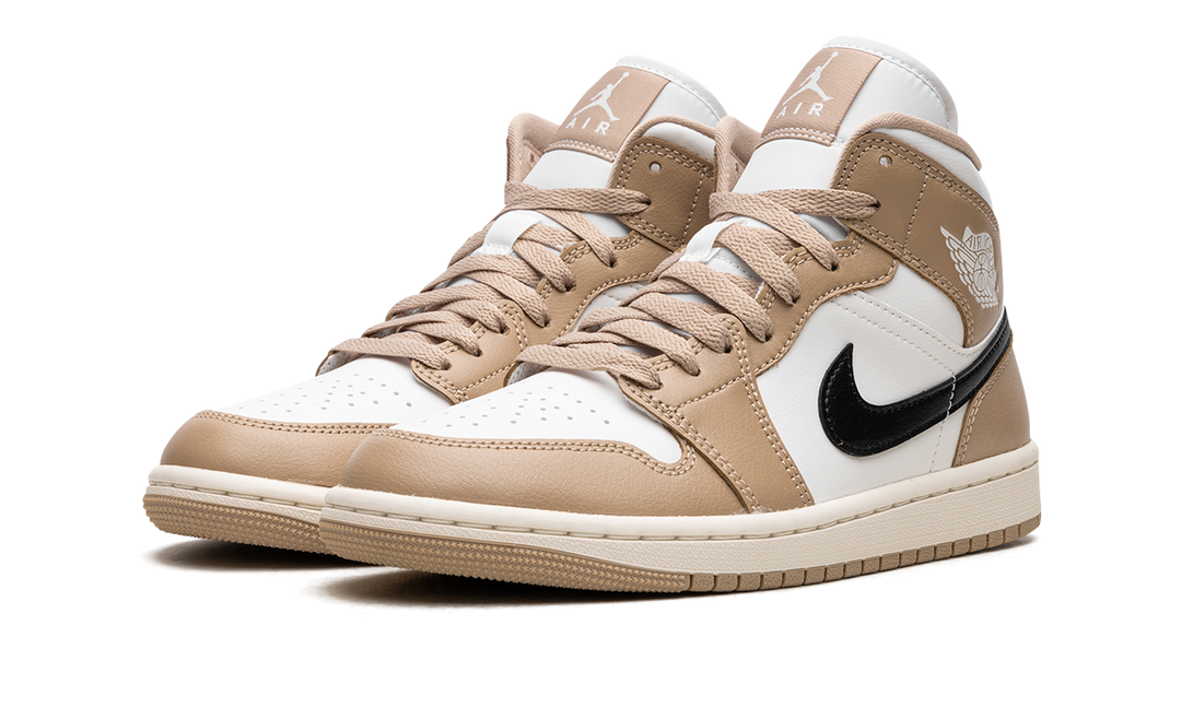 AIR JORDAN 1 MID TAN BLACK WOMENS