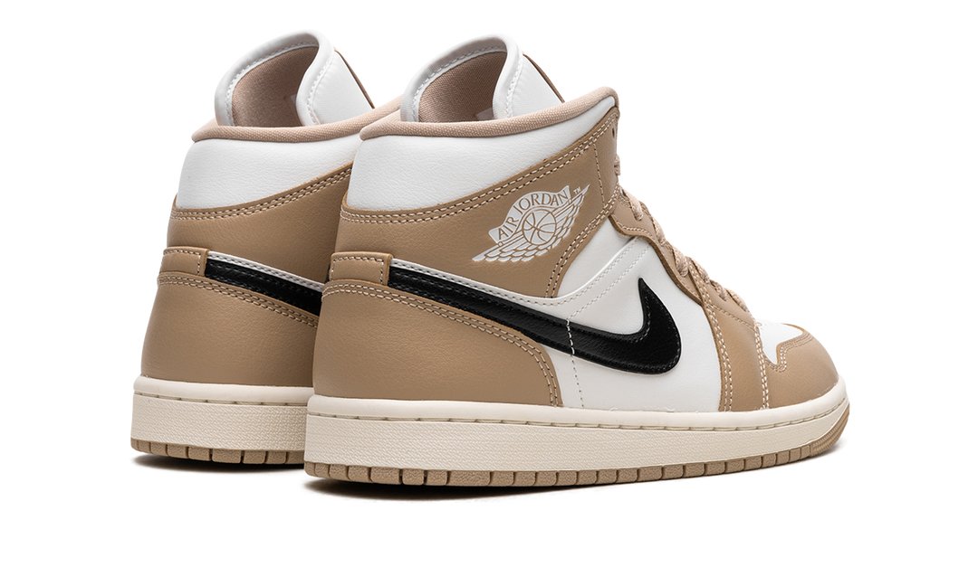 AIR JORDAN 1 MID TAN BLACK WOMENS