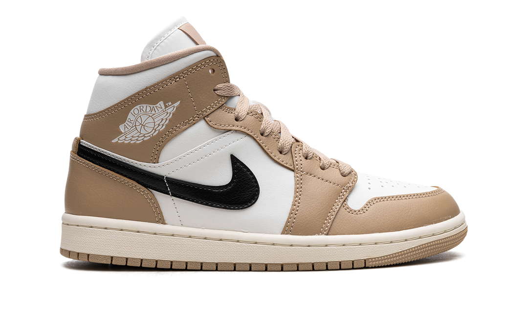 AIR JORDAN 1 MID TAN BLACK WOMENS
