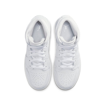 AIR JORDAN 1 MID TRIPLE WHITE GS — Stock