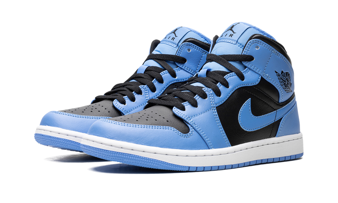 AIR JORDAN 1 MID UNIVERSITY BLUE BLACK