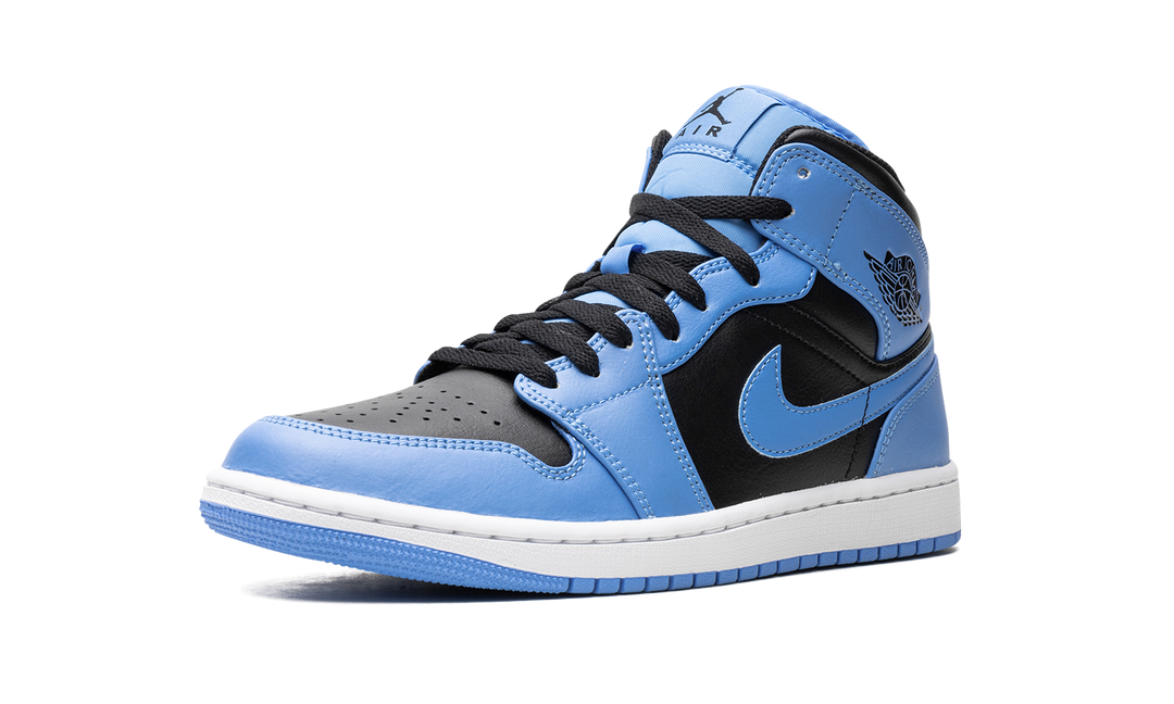 AIR JORDAN 1 MID UNIVERSITY BLUE BLACK