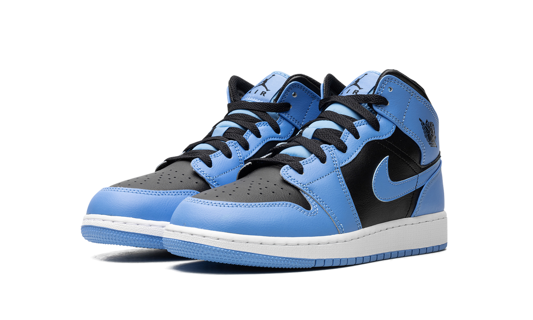 AIR JORDAN 1 MID UNIVERSITY BLUE BLACK GS
