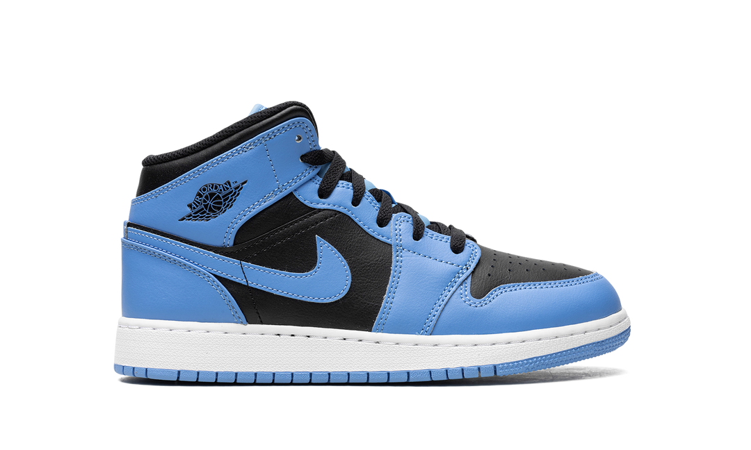 AIR JORDAN 1 MID UNIVERSITY BLUE BLACK GS