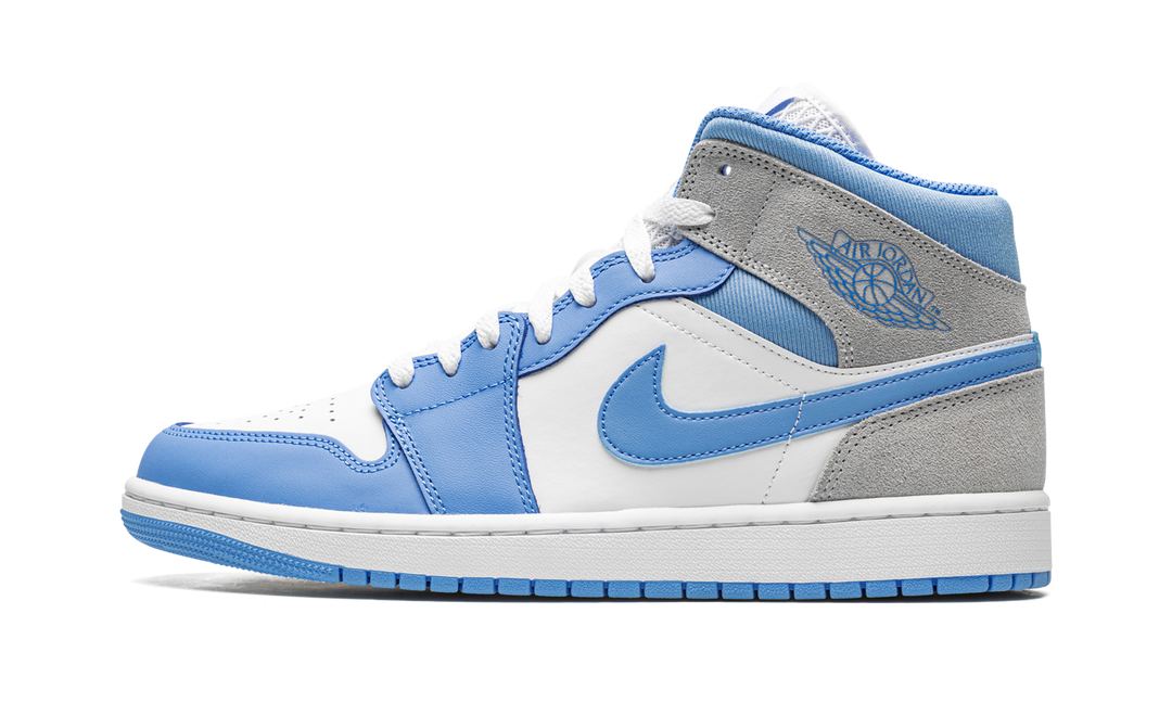AIR JORDAN 1 MID UNIVERSITY BLUE GREY — Stock 