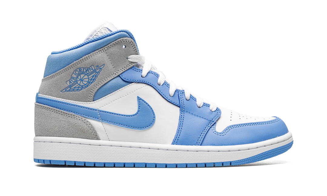 AIR JORDAN 1 MID UNIVERSITY BLUE GREY — Stock 