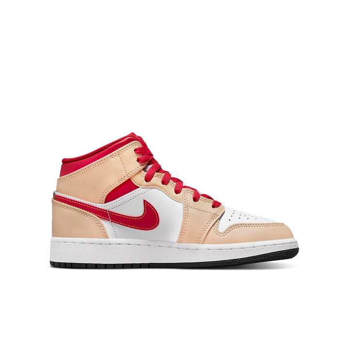 AIR JORDAN 1 MID WHITE BEIGE RED GS