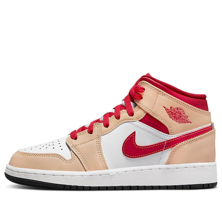 AIR JORDAN 1 MID WHITE BEIGE RED GS