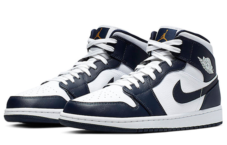 AIR JORDAN 1 MID WHITE METALLIC GOLD OBSIDIAN