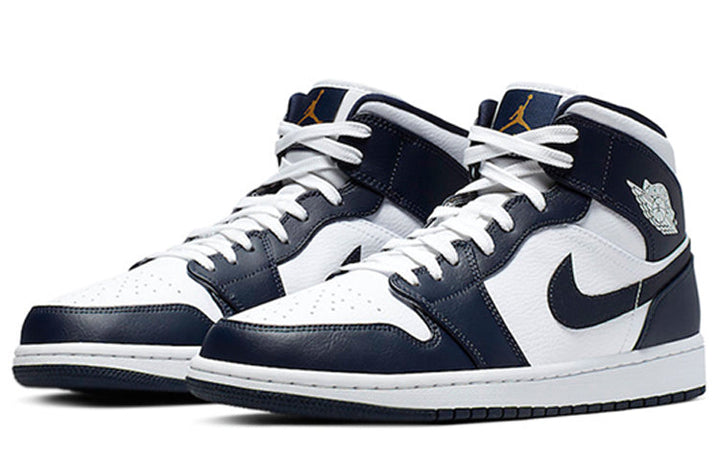 AIR JORDAN 1 MID WHITE METALLIC GOLD OBSIDIAN