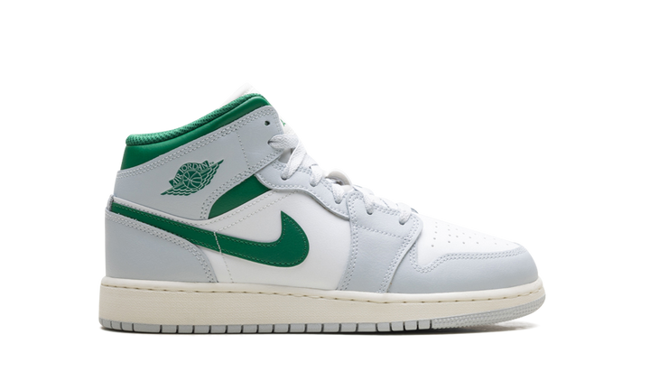 AIR JORDAN 1 MID WHITE PURE PLATINUM PINE GREEN GS