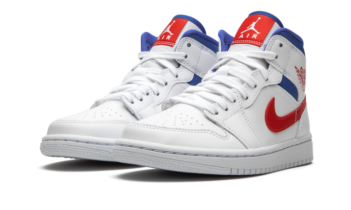 AIR JORDAN 1 MID WHITE RED ROYAL WOMENS