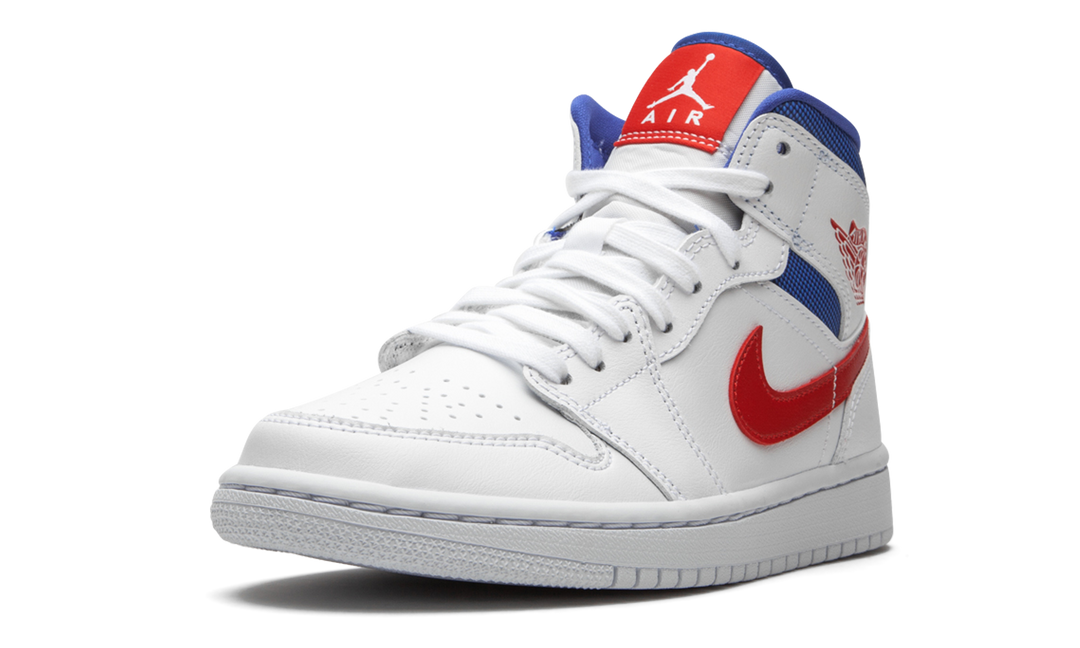AIR JORDAN 1 MID WHITE RED ROYAL WOMENS