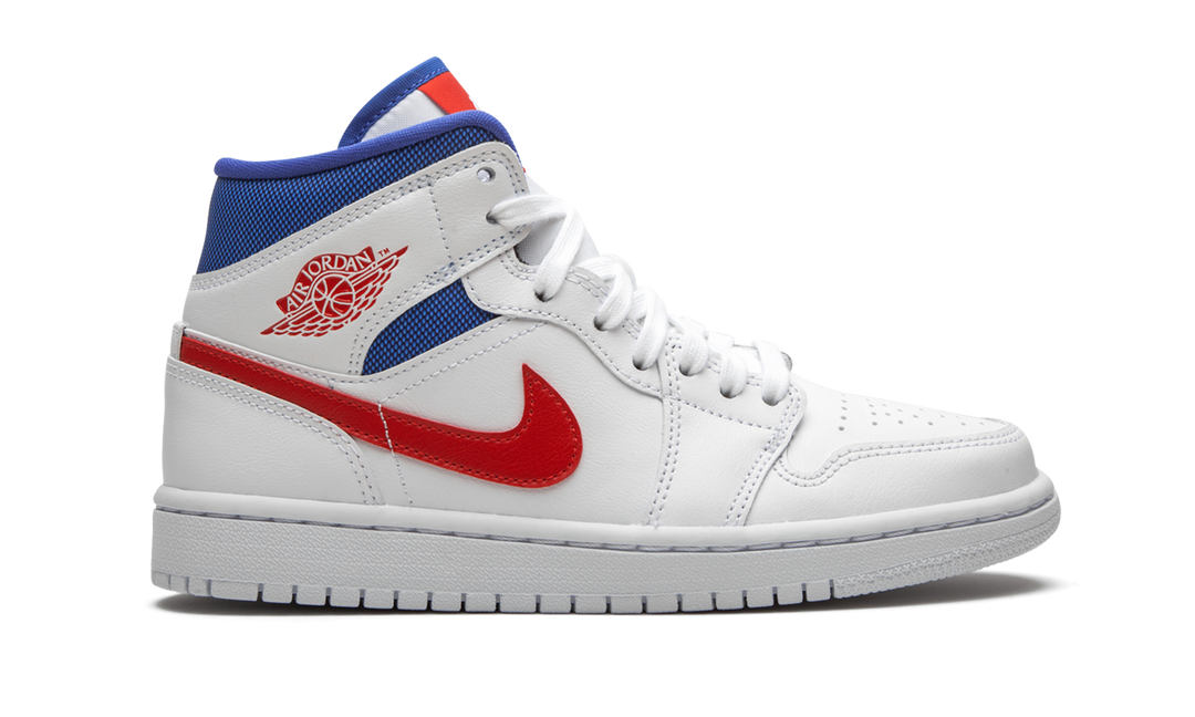 AIR JORDAN 1 MID WHITE RED ROYAL WOMENS