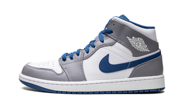 AIR JORDAN 1 MID WHITE TRUE BLUE GREY — Stock