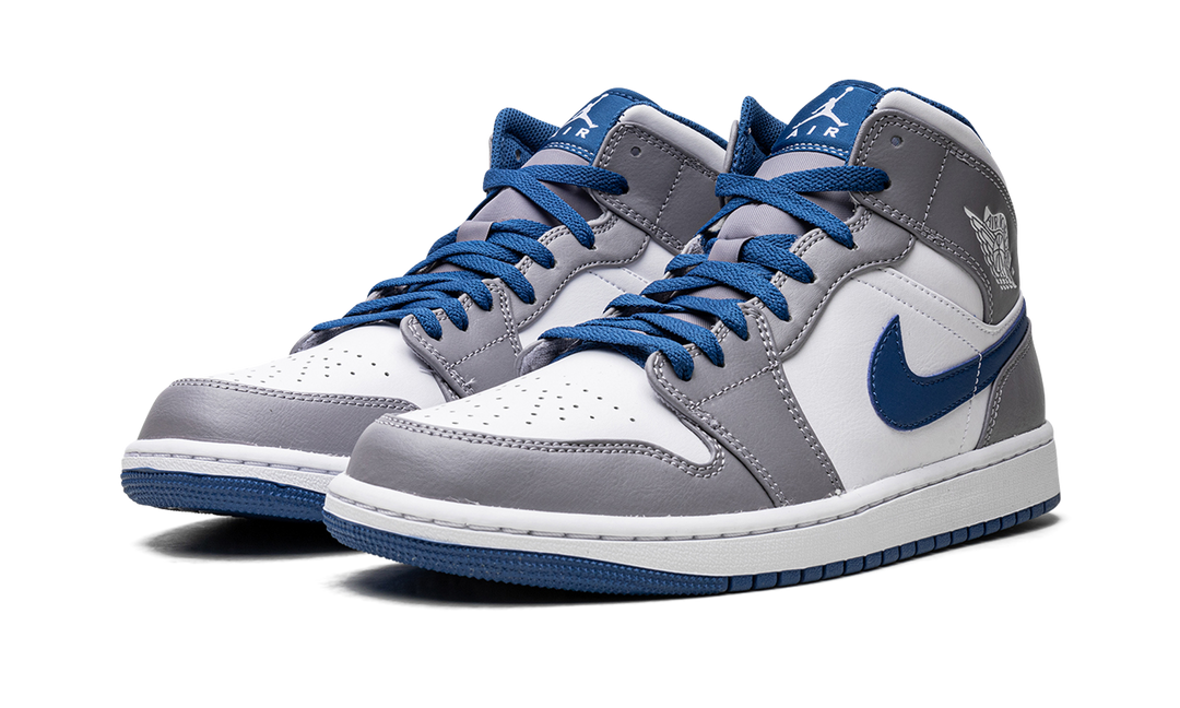 AIR JORDAN 1 MID WHITE TRUE BLUE GREY