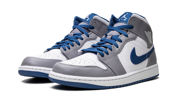 AIR JORDAN 1 MID WHITE TRUE BLUE GREY
