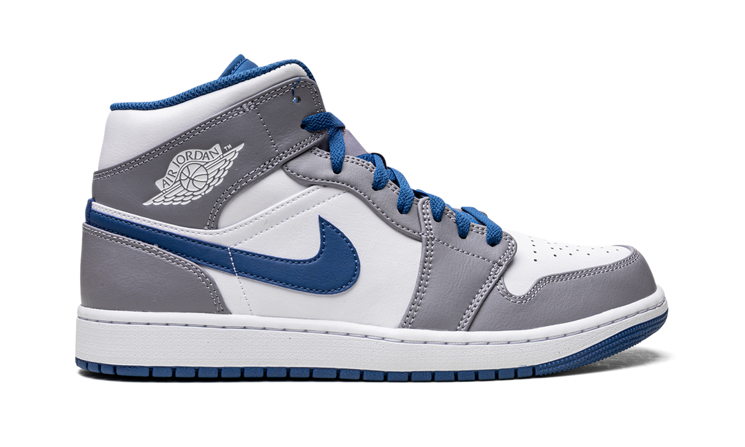 AIR JORDAN 1 MID WHITE TRUE BLUE GREY