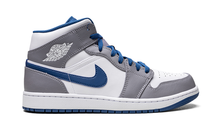 AIR JORDAN 1 MID WHITE TRUE BLUE GREY