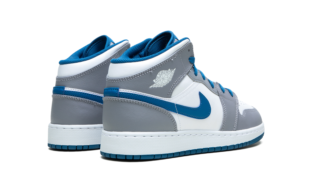 AIR JORDAN 1 MID WHITE TRUE BLUE GREY GS