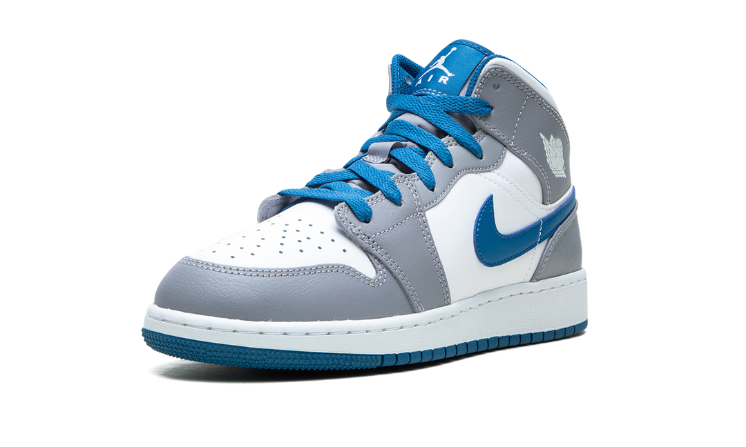 AIR JORDAN 1 MID WHITE TRUE BLUE GREY GS