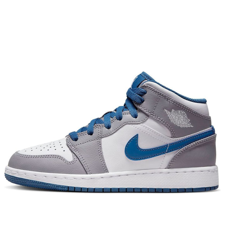 AIR JORDAN 1 MID WHITE TRUE BLUE GREY GS