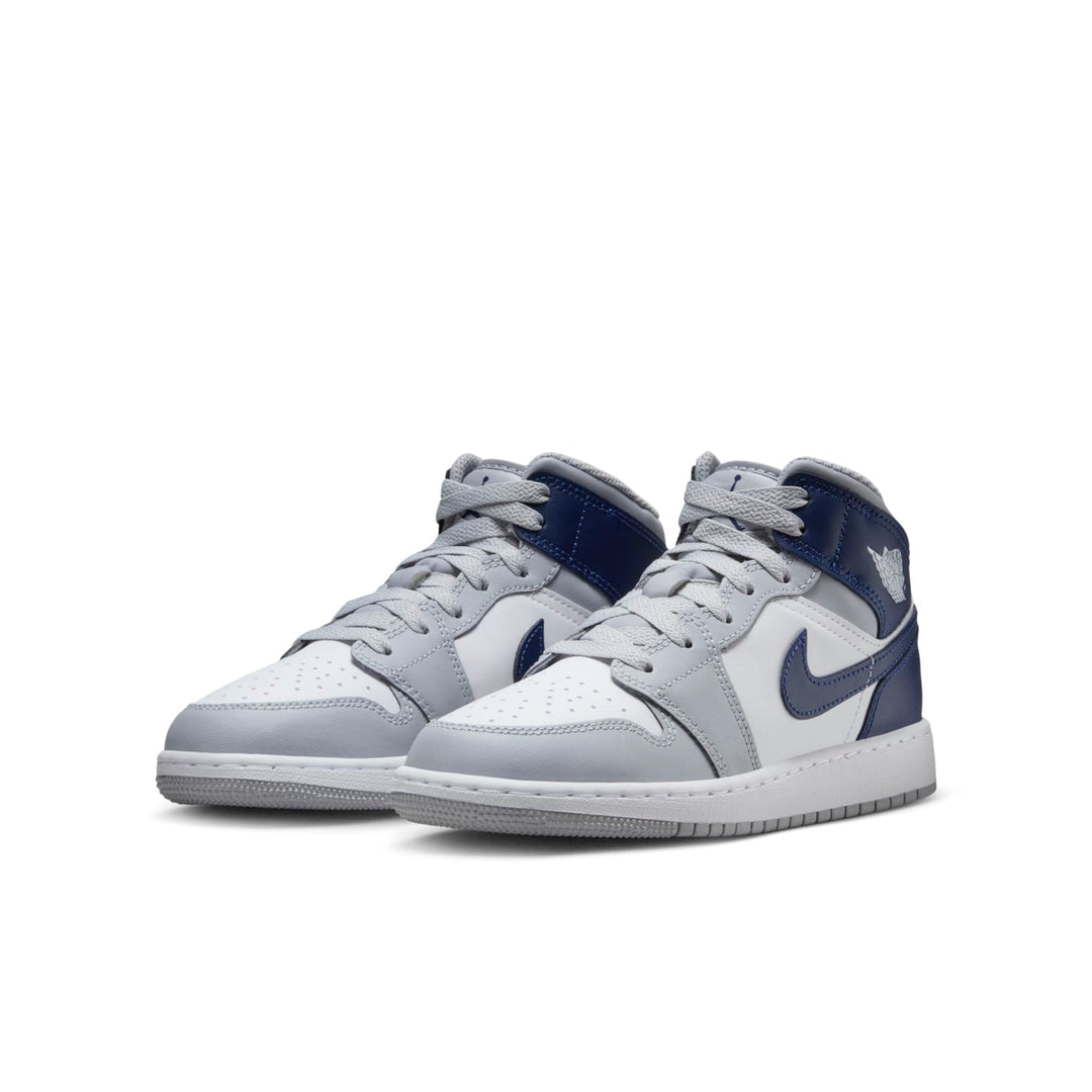 AIR JORDAN 1 MID WOLF GREY MIDNIGHT NAVY GS