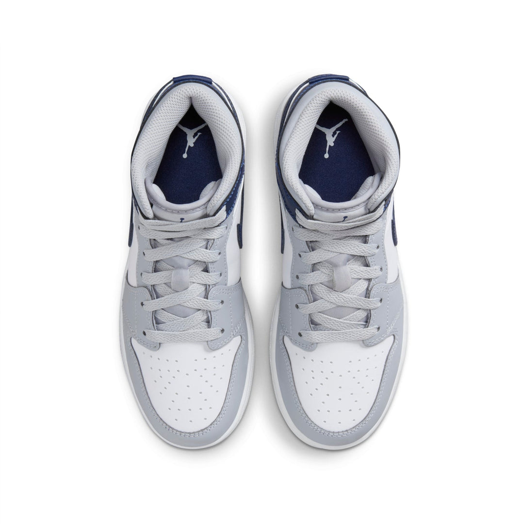 AIR JORDAN 1 MID WOLF GREY MIDNIGHT NAVY GS
