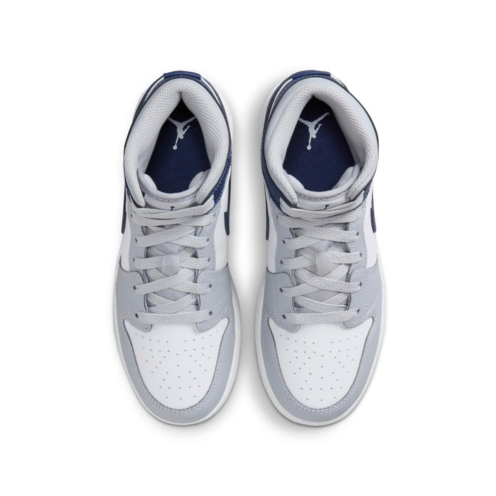AIR JORDAN 1 MID WOLF GREY MIDNIGHT NAVY GS