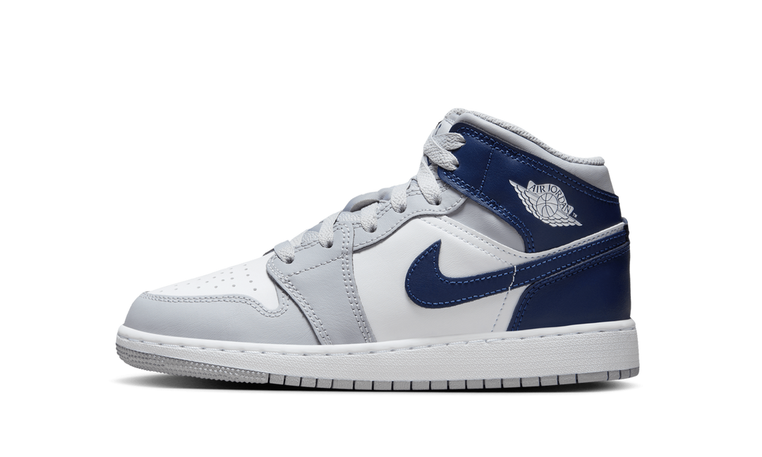 AIR JORDAN 1 MID WOLF GREY MIDNIGHT NAVY GS
