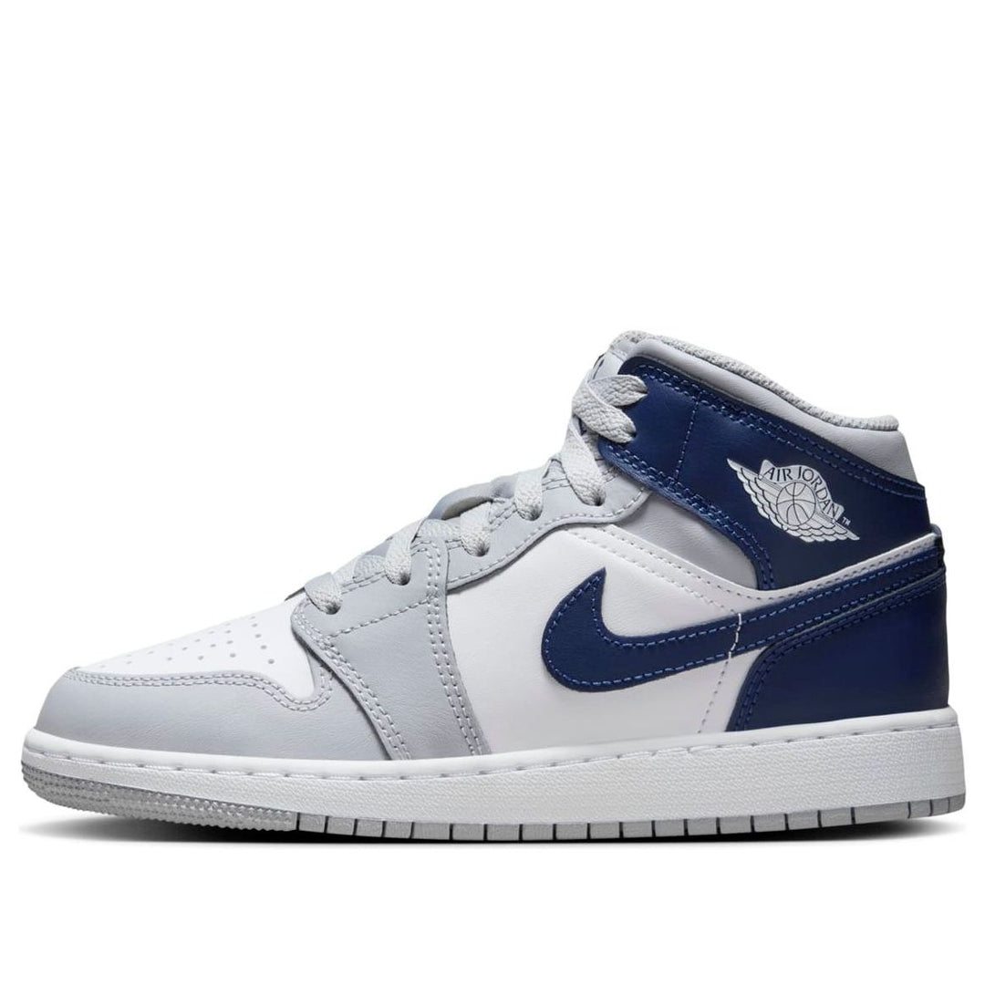 AIR JORDAN 1 MID WOLF GREY MIDNIGHT NAVY GS
