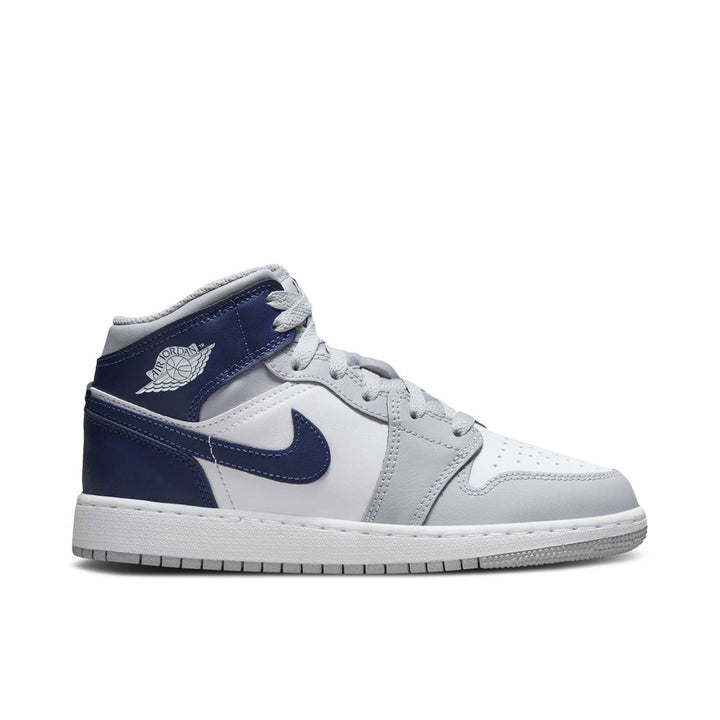 AIR JORDAN 1 MID WOLF GREY MIDNIGHT NAVY GS