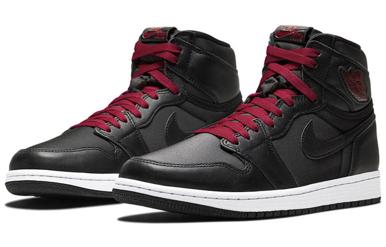 AIR JORDAN 1 RETRO HIGH BLACK SATIN GYM RED