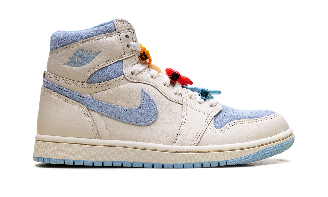 AIR JORDAN 1 RETRO HIGH OG PALE IVORY PSYCHIC BLUE WOMENS