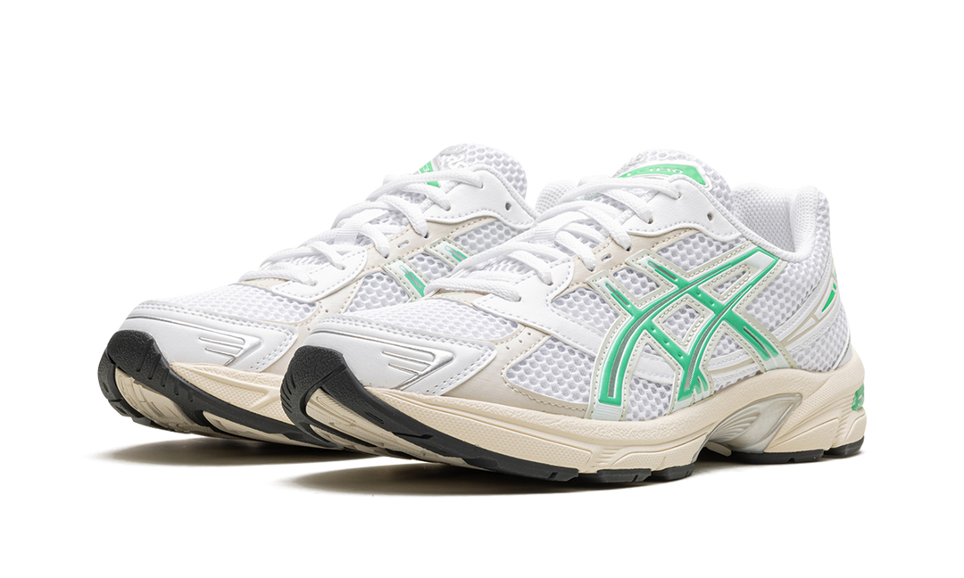 ASICS GEL-1130 WHITE MALACHITE GREEN OFF WHITE MIDSOLE WOMENS