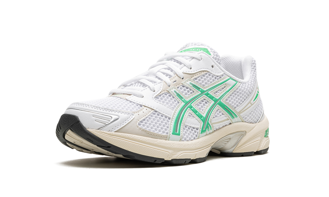 ASICS GEL-1130 WHITE MALACHITE GREEN OFF WHITE MIDSOLE WOMENS