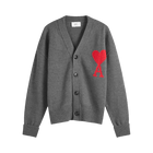 AMI LARGE A HEART CARDIGAN 'GREY/RED'