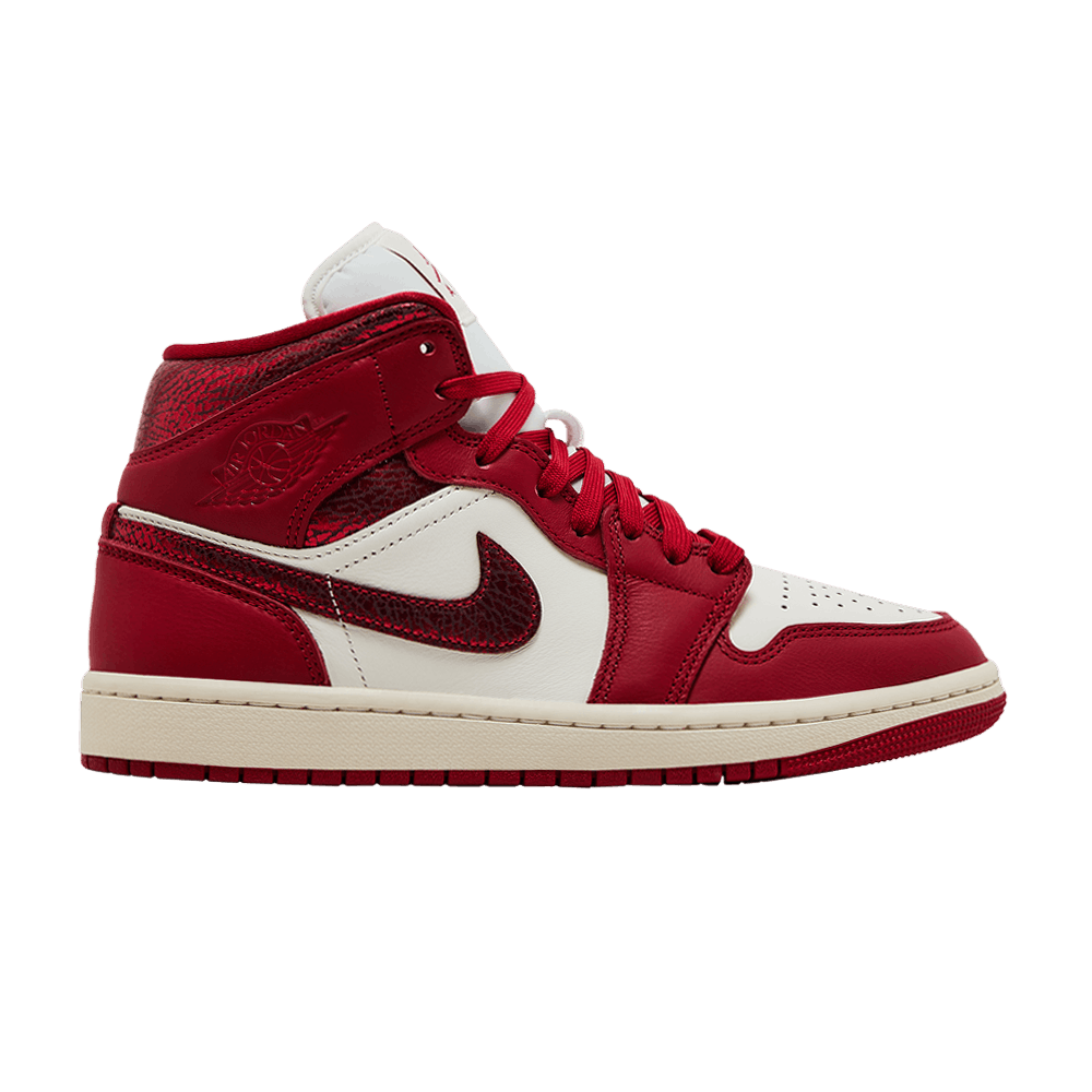 JORDAN 1 MID SE RED CRACKED LEATHER (WOMEN&