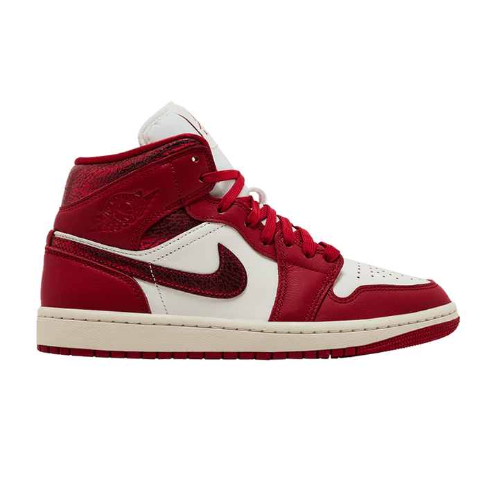 JORDAN 1 MID SE RED CRACKED LEATHER (WOMEN&