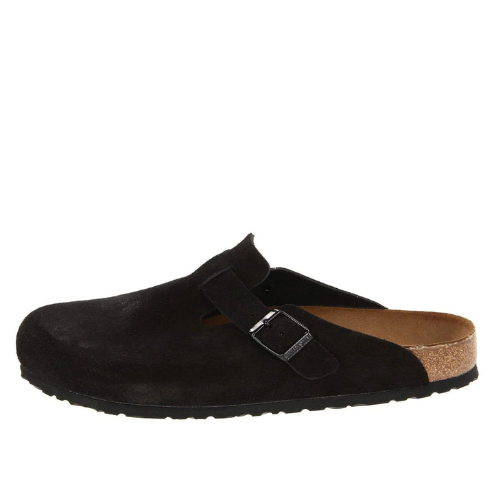 BIRKENSTOCK BOSTON SOFT FOOTBED SUEDE BLACK (NARROW FIT)