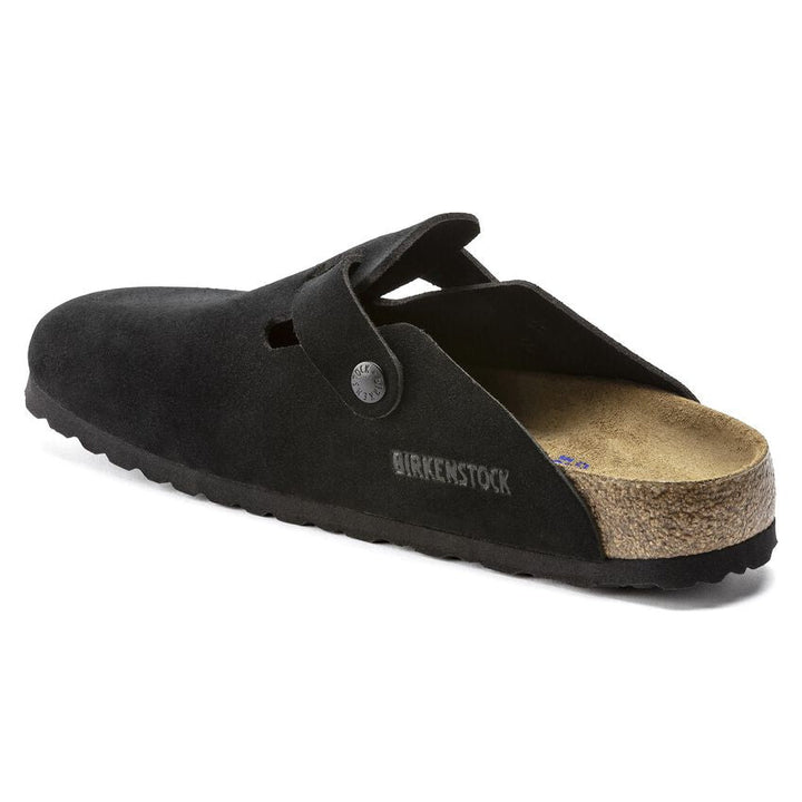 BIRKENSTOCK BOSTON SOFT FOOTBED SUEDE BLACK (NARROW FIT)