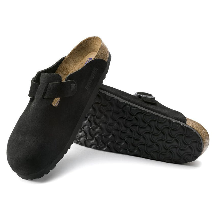 BIRKENSTOCK BOSTON SOFT FOOTBED SUEDE BLACK (NARROW FIT)