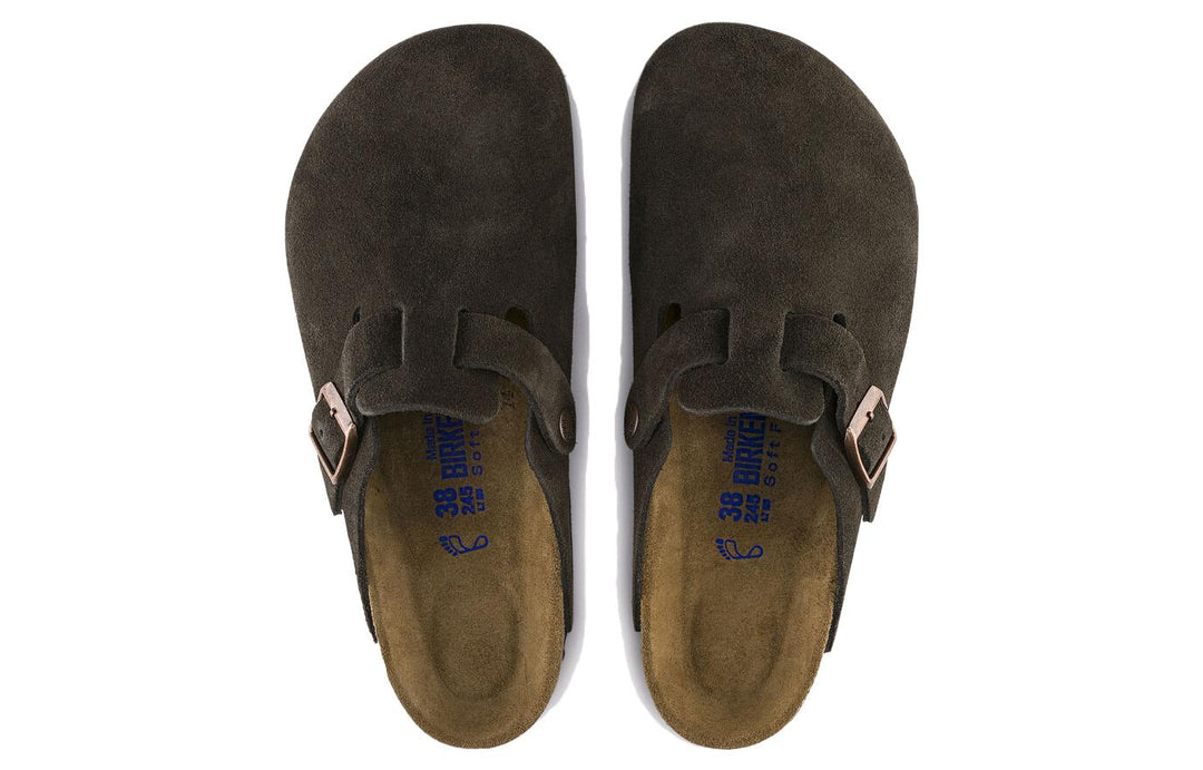 BIRKENSTOCK BOSTON SOFT FOOTBED SUEDE MOCHA (NARROW FIT)