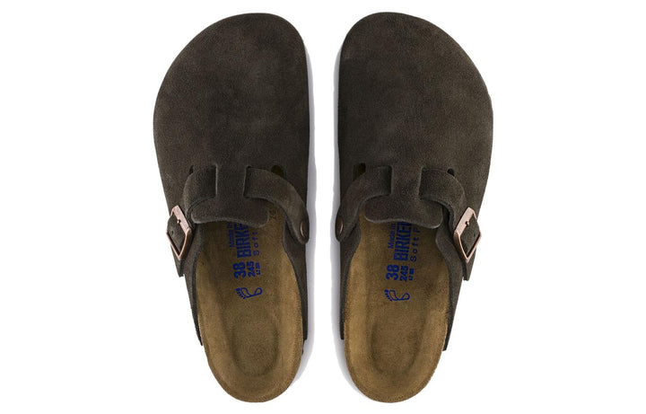 BIRKENSTOCK BOSTON SOFT FOOTBED SUEDE MOCHA (NARROW FIT)