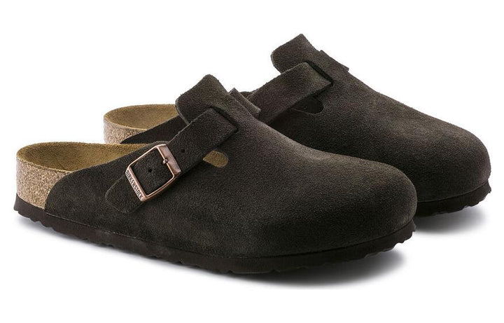 BIRKENSTOCK BOSTON SOFT FOOTBED SUEDE MOCHA (NARROW FIT)
