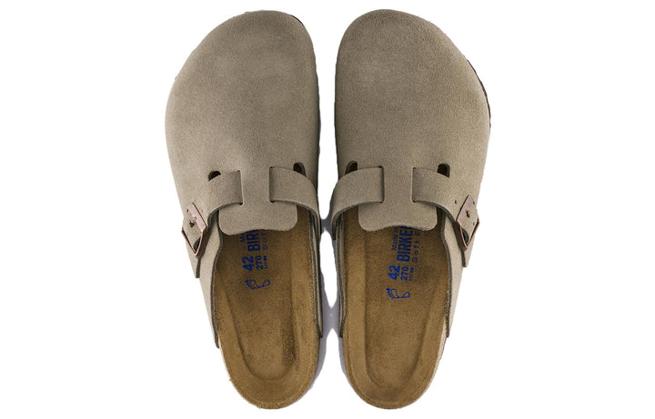 BIRKENSTOCK BOSTON SOFT FOOTBED SUEDE TAUPE (NARROW FIT)