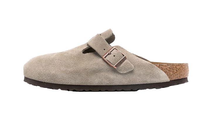 BIRKENSTOCK BOSTON SOFT FOOTBED SUEDE TAUPE (NARROW FIT)