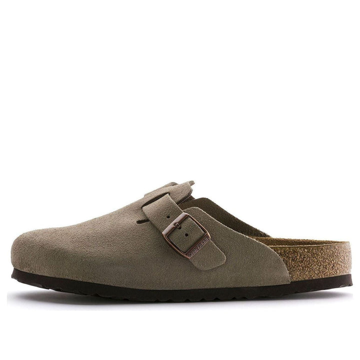 BIRKENSTOCK BOSTON SOFT FOOTBED SUEDE TAUPE (NARROW FIT)
