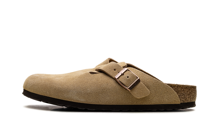 BIRKENSTOCK BOSTON SUEDE LATTE CREAM (NARROW FIT)
