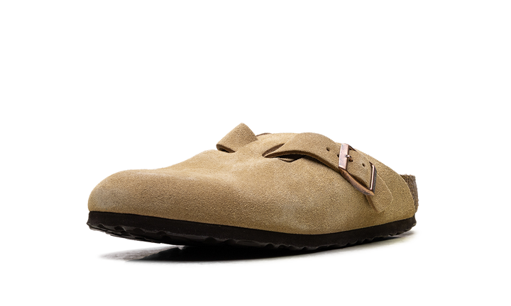 BIRKENSTOCK BOSTON SUEDE LATTE CREAM (NARROW FIT)